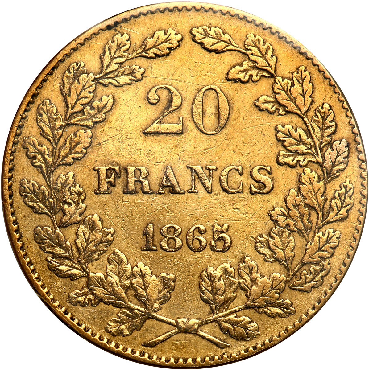 Belgia. 20 Franków 1865 Leopold I